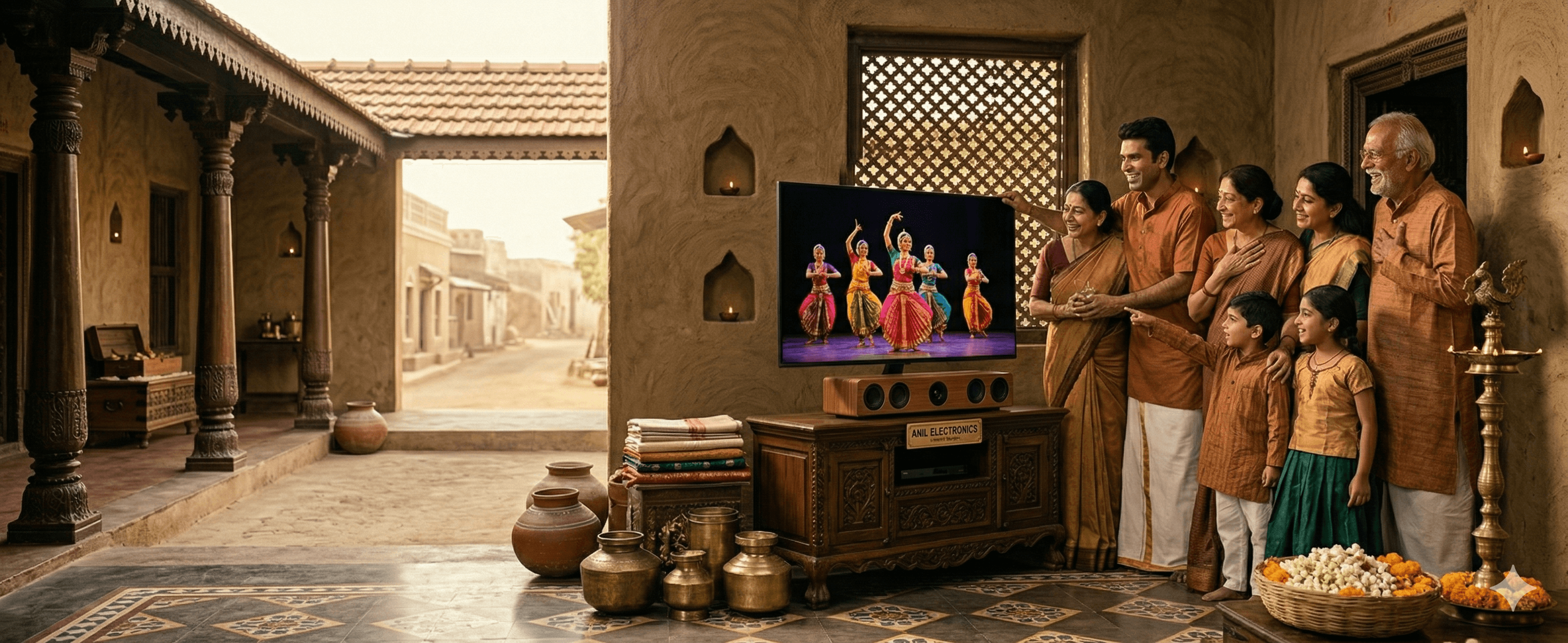 Traditional Indian home electronics setup